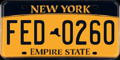 NY license plate FED0260