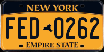 NY license plate FED0262