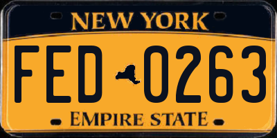 NY license plate FED0263