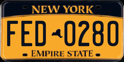 NY license plate FED0280