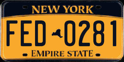 NY license plate FED0281