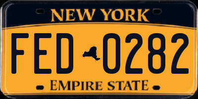 NY license plate FED0282