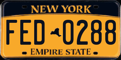NY license plate FED0288