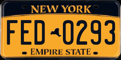NY license plate FED0293