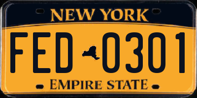 NY license plate FED0301