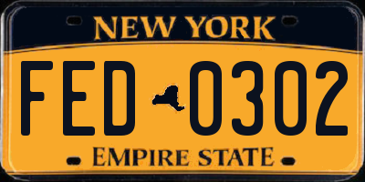 NY license plate FED0302