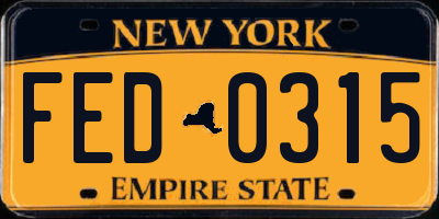 NY license plate FED0315