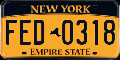 NY license plate FED0318