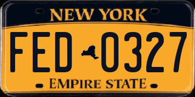 NY license plate FED0327