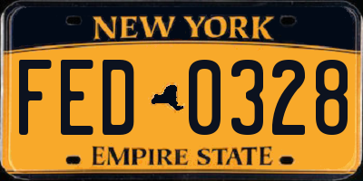 NY license plate FED0328