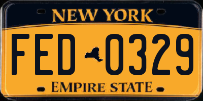 NY license plate FED0329