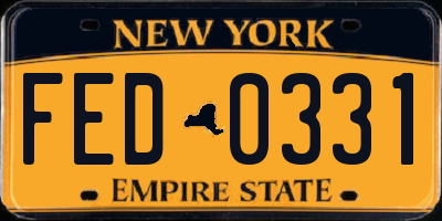 NY license plate FED0331