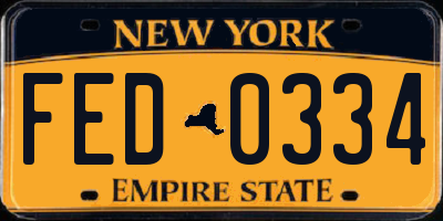 NY license plate FED0334