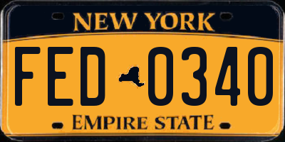 NY license plate FED0340