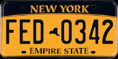 NY license plate FED0342