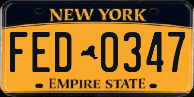 NY license plate FED0347