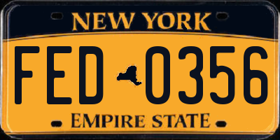 NY license plate FED0356
