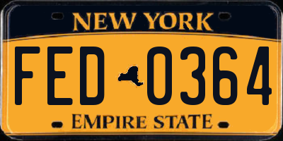 NY license plate FED0364