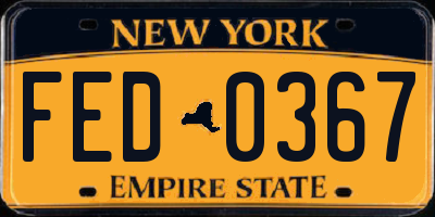 NY license plate FED0367