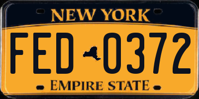 NY license plate FED0372