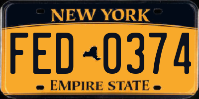 NY license plate FED0374