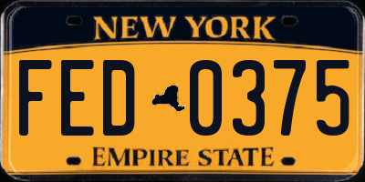 NY license plate FED0375