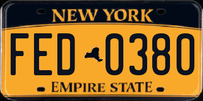 NY license plate FED0380