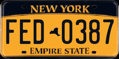 NY license plate FED0387