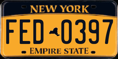 NY license plate FED0397