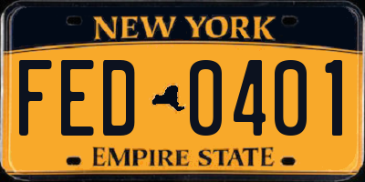 NY license plate FED0401