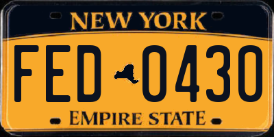 NY license plate FED0430