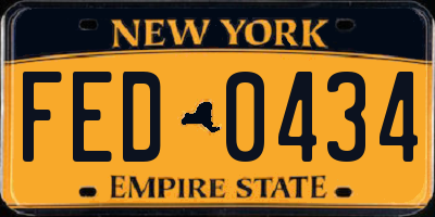 NY license plate FED0434