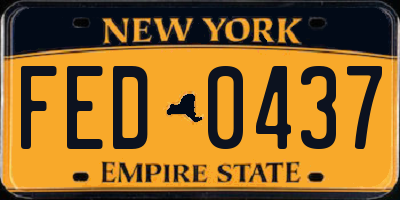 NY license plate FED0437