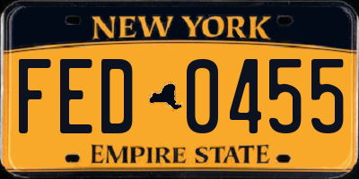 NY license plate FED0455