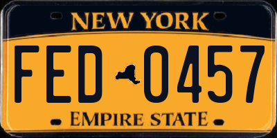NY license plate FED0457