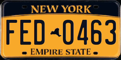 NY license plate FED0463