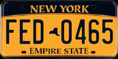 NY license plate FED0465