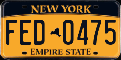 NY license plate FED0475