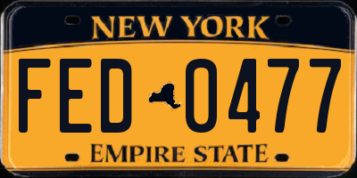 NY license plate FED0477