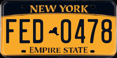 NY license plate FED0478