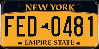 NY license plate FED0481