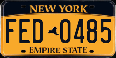 NY license plate FED0485