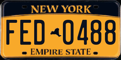 NY license plate FED0488