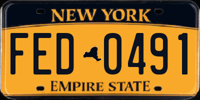 NY license plate FED0491