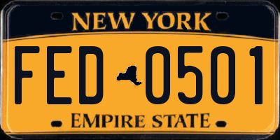 NY license plate FED0501