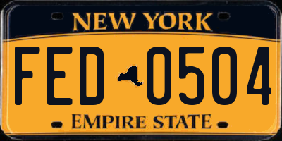 NY license plate FED0504