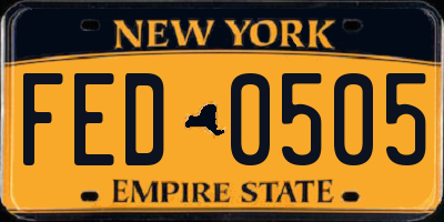 NY license plate FED0505