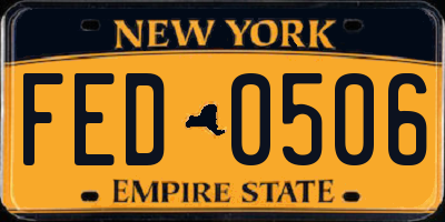 NY license plate FED0506