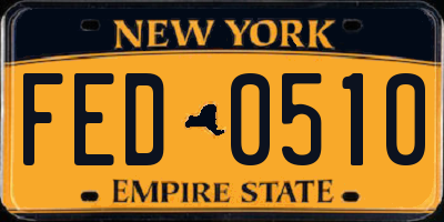 NY license plate FED0510