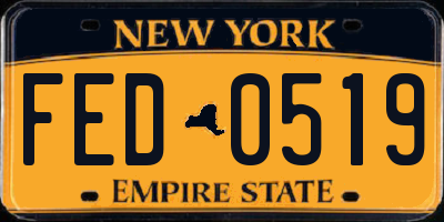 NY license plate FED0519
